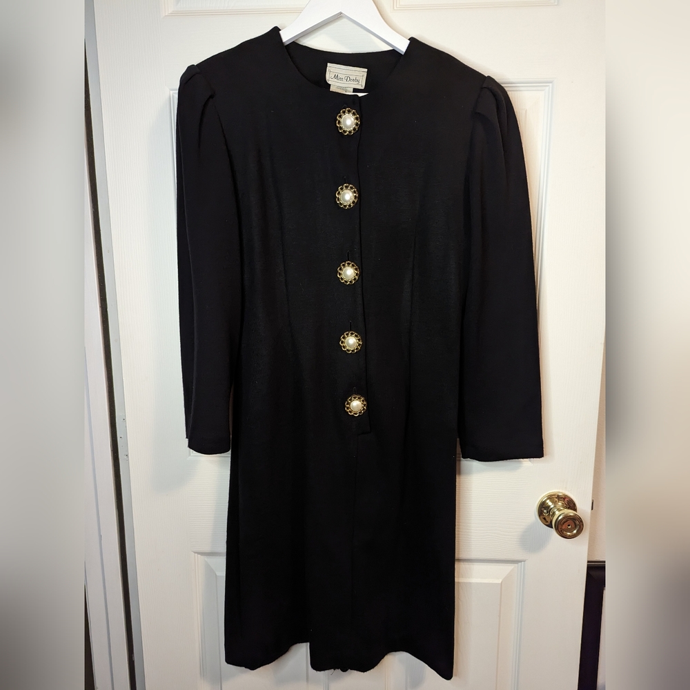Miss Dorby Vintage Retro Black dress with large buttons size 10